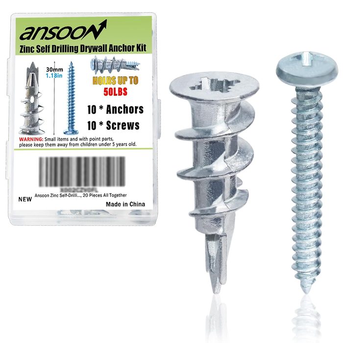 Zinc Self-Drilling Drywall Anchors with Screws Kit