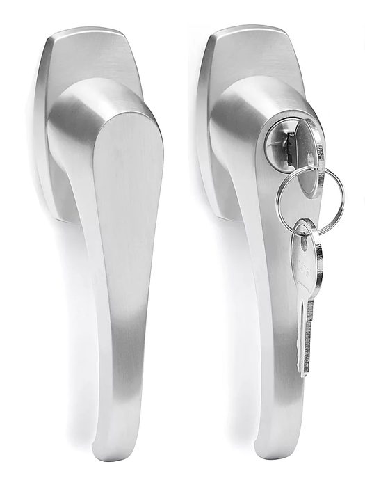 Brushed Nickel Handles with Keys for Storage Cabinets, Keyed Alike