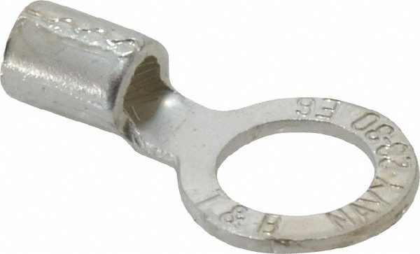 Circular Ring Terminal: Non-Insulated, 6 AWG, Crimp Connection, 1.28" Long, 0.63" Wide
