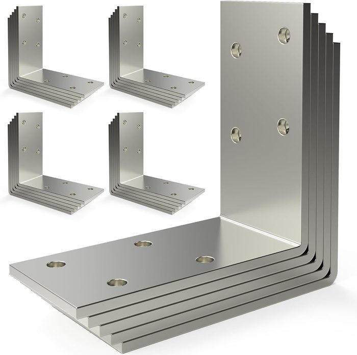 L Brackets Heavy Duty 12-ga, Angle Bracket 3"x3" Angle Iron Galvanized Corner Brace Large Corner for Wood 90 Degree L Shape Bracket