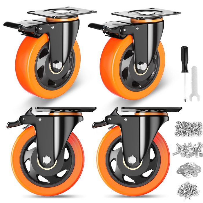 4 inch Heavy Duty Casters Set of 4 with Plate Mount