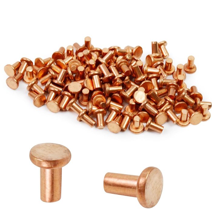 Copper Round Head Solid Rivets Knurled