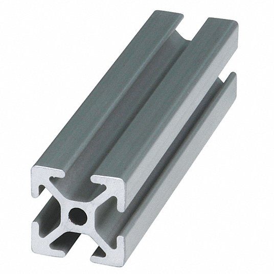 T-Slot Framing System, Square, 25 Series, Smooth, Single, 6 m Nom Lg, 25 mm x 25 mm, 4 Slots, Silver